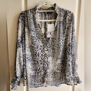 ZARA Animal Print Long Sleeve Blouse. Women's Size Medium. NWT